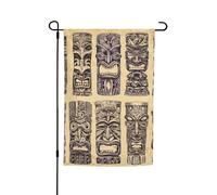Drapeaux de jardin 30,5 x 45,7 cm verticaux double face en toile de jute vintage motif Aloha Tiki drapeau de jardin d'été ferme drapeaux de bienvenue pour décorations extérieures cour, pelouse