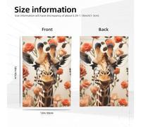 Drapeaux de jardin 30 x 45 cm - Bannière verticale de bienvenue - Girafe debout parmi des fleurs - Drapeau double face pour jardin, cour, extérieur - Drapeau décoratif pour toutes les saisons