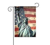 Drapeaux de jardin 30 x 45 cm, bannière verticale de bienvenue statue de la liberté contre les drapeaux, drapeau de jardin double face, drapeau décoratif d'extérieur pour toutes les saisons, vacances