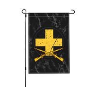 Drapeaux De Jardin 33E Division D'Infanterie, Photo D'Époque Avec Fusils Croisés Drapeau Fierté Durable Drapeaus Décoratif Imperméabiliser Bannières Extérieure Pour Festivals Fête Défilé 30X45CM