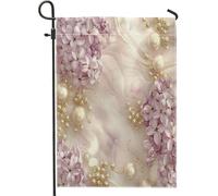 Drapeaux de jardin 3D en marbre lilas 30,5 x 45,7 cm double face pour décoration extérieure, nobby moderne, fleurs, avant et cour, petits drapeaux de maison, art floral en toile de jute pour extérieur