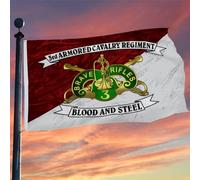 Drapeaux De Jardin 3E Régiment De Cavalerie Blindée, Armée D'Acier Sanglant Décorations Bannière Extérieure Premium Drapeau Extérieur Pour Ferme Balcon Fête Célébrations 90X150Cm
