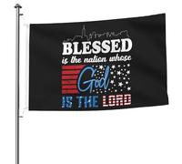 Drapeaux De Jardin 4 Juillet Heureuse La Nation Dont Le Dieu Est Le Seigneur Drapeaux Décoratifs D'Extérieur Vintage Bannières Extérieure Pour Intérieurs Jardins Célébrations 90X150 CM