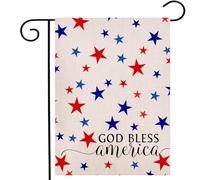 Drapeaux De Jardin 4 Juillet, Que Dieu Bénisse L'Amérique, Étoiles Patriotiques Américaines Bannières Extérieure Résistant Drapeaus Décoratif Durable Drapeau Fierté Pour Festivals Défilé 30X45CM