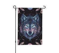 Drapeaux de jardin 45 × 30 cm Drapeaux de cour d'intérieur et d'extérieur | Drapeau de bienvenue double face avec loups et attrape-rêves pour décoration de fête de vacances