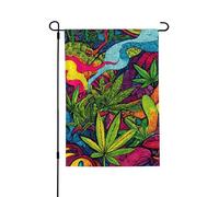 Drapeaux de jardin 71 x 101,6 cm vertical double face en toile de jute drapeau multicolore feuille mauvaises herbes art drapeau de jardin d'été ferme drapeaux de bienvenue pour décorations extérieures