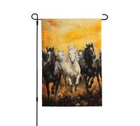Drapeaux de jardin 71 x 101,6 cm verticaux double face en toile de jute drapeau de jardin de nombreux chevaux, drapeau de bienvenue pour décoration extérieure, cour, pelouse, terrasse
