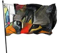 Drapeaux De Jardin 90x150cm, Art Abstrait De Style Chat Et Son Visage Grand Drapeau Lavable Bannière, Pour Les Défilés, Les Bureaux, D'Intérieur