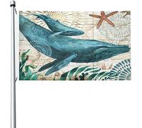 Drapeaux De Jardin 90x150cm, Baleine Du Monde Grand Drapeau Traditionnel Bannière, Pour D'Intérieur, Balcon, Les Défilés