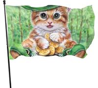 Drapeaux De Jardin 90x150cm, Chat De La Saint-Patrick Drapeau Pirate Renforcé Avec Bannière À Œillets, Pour Jardin, Balcon, D'Intérieur