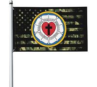 Drapeaux De Jardin 90x150cm, Fleur De Luther Symbole Luthérien Décoratif Drapeaux Imprimé Bannière À Œillets, Pour Jardin, Les Défilés, Les Bureaux