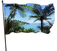 Drapeaux De Jardin 90x150cm, Fougères Nouvelle-Zélande Mer Paysage Marin Littoral Bannière De Drapeaux 2 Œillets Métalliques Bannière, Pour Les Bureaux, Les Défilés, Balcon