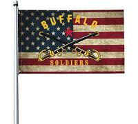 Drapeaux De Jardin 90x150cm, Histoire De Buffalo Soldier America Drapeau Pirate Traditionnel Bannière, Pour Jardin, D'Intérieur, Balcon