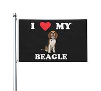 Drapeaux De Jardin 90x150cm, J'Aime Mon Beagle Grand Drapeau Couleurs Resistant Exterieur Bannière, Pour Balcon, Les Défilés, Les Bureaux