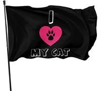 Drapeaux De Jardin 90x150cm, J'Aime Mon Chat Décoratif Drapeaux Renforcé Avec Bannière, Pour Balcon, Les Défilés, Jardin