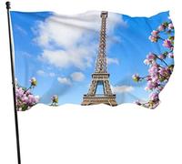 Drapeaux De Jardin 90x150cm, La Tour Eiffel Lors D'Une Journée Ensoleillée De Printemps À Paris, France Grand Drapeau Couleurs Vives Bannière, Pour D'Intérieur, Les Bureaux, Les Défilés