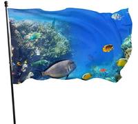 Drapeaux De Jardin 90x150cm, Poissons Exotiques De Récifs Coralliens Colorés, Adultes Rouges Grand Drapeau 2 Œillets Métalliques Bannière, Pour Balcon, D'Intérieur, Les Bureaux