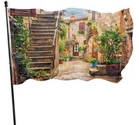 Drapeaux De Jardin 90x150cm, Ruelle Dans La Vieille Ville De Pitigliano, Toscane, Italie Drapeau De Bienvenue Couleurs Resistant Exterieur Bannière, Pour Balcon, Les Défilés, Les Bureaux