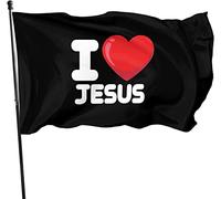 Drapeaux De Jardin 90x150cm, Slogan « J'Aime Jésus » Drapeau Pirate Couleurs Resistant Exterieur Bannière, Pour Les Bureaux, Les Défilés, D'Intérieur