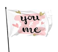 Drapeaux De Jardin 90x150cm, Toi Et Moi, Paillettes, Amour, Cœur, Citation Romantique, Fond Rose Grand Drapeau Lavable Bannière À Œillets, Pour Jardin, Balcon, Les Défilés