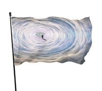 Drapeaux De Jardin 90x150cm, Tunnel Spatial Avec L'Œil De Dieu, Figure Humaine Noire Abstraite, Nuages, Ciel Décoratif Drapeaux 2 Œillets Métalliques Bannière À Œillets, Pour Les Bureaux, D'Intér
