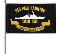 Drapeaux De Jardin 90x150cm, Uss Paul Hamilton Ddg 60 Drapeau Paysage Lavable Bannière, Pour Jardin, D'Intérieur, Les Bureaux