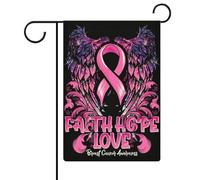 Drapeaux de jardin à ailes roses pour la sensibilisation aux survivants du cancer du sein, drapeaux double face pour les fêtes, décoration extérieure, 32 x 47 cm