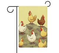 Drapeaux de jardin « A Brood of Chickens » - 30,5 x 45,7 cm - Double face - Drapeau extérieur d'été - Drapeau floral de bienvenue - Décorations de jardin saisonnières
