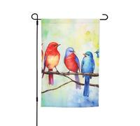 Drapeaux de jardin à cinq oiseaux chantants pour l'extérieur - 30,5 x 45,7 cm - Drapeau de jardin saisonnier double face avec œillets - Drapeau d'extérieur pour décoration de maison, toile de fond