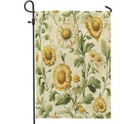 Drapeaux de jardin à fleurs de calendula printanière, 30,5 x 45,7 cm, double face pour extérieur, motif floral vintage de fleurs sauvages, drapeau de maison, esthétique pour cour, cour, pelouse