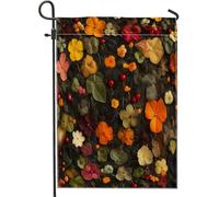 Drapeaux de jardin à fleurs de capucine de printemps 30,5 x 45,7 cm double face pour décoration extérieure, drapeau en toile sur le thème du tricot, drapeau vintage amusant pour l'extérieur