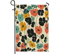 Drapeaux de jardin à fleurs de capucine de printemps 30,5 x 45,7 cm double face pour extérieur, fleurs rétro vintage en toile standard, drapeaux d'extérieur esthétiques amusants pour cour, cour
