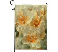 Drapeaux de jardin à fleurs de capucine printanière, 30,5 x 45,7 cm, double face pour extérieur, style floral de luxe 3D, drapeaux d'extérieur en toile standard, cool et moderne, décoration de pelouse