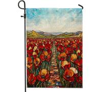 Drapeaux de jardin à fleurs de coquelicot printanier - 30,5 x 45,7 cm - Double face pour décoration extérieure, paysage floral - Toile de maison, paysage naturel - Petit drapeau de pelouse