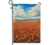 Drapeaux de jardin à fleurs de coquelicot printanier 30,5 x 45,7 cm double face pour extérieur, fleurs paysages verticales standard en toile pour maison, paysage, nature, paysage, jardin, pelouse