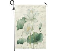 Drapeaux de jardin à fleurs de lotus printaniers 30,5 x 45,7 cm double face pour extérieur, aquarelle florale japonaise standard, drapeaux verticaux en toile pour maison, paysages japonais cool pour
