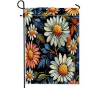 Drapeaux de jardin à fleurs de marguerite de printemps 30,5 x 45,7 cm double face pour extérieur, fleurs rétro vintage verticales standard, drapeaux de maison, esthétiques et amusants pour cour, cour
