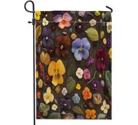 Drapeaux de jardin à fleurs de pensée printanière, 30,5 x 45,7 cm, double face pour décoration extérieure, motif floral, drapeau de maison, drapeau vintage amusant pour l'extérieur
