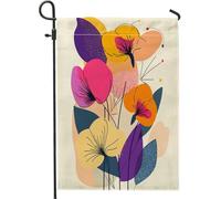 Drapeaux de jardin à fleurs de pensée printanière, 30,5 x 45,7 cm, double face pour décoration extérieure, motif floral rétro du milieu du siècle, drapeau de maison, drapeau amusant et funky pour