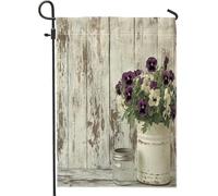Drapeaux de jardin à fleurs de pensée printanière, 30,5 x 45,7 cm, double face pour extérieur, ferme, fleurs rustiques, drapeaux d'extérieur en toile standard, décoration de pelouse