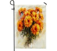 Drapeaux de jardin à fleurs de soucis printaniers 30,5 x 45,7 cm double face pour extérieur, fleurs aquarelles, plantes florales verticales standard, drapeaux de maison, drapeaux botaniques pour