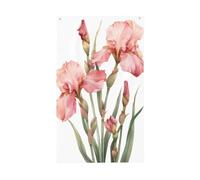 Drapeaux de jardin à fleurs d'iris roses, bannière de vœux de saison de 90 x 150 cm avec œillets, décorations de fête intérieures et extérieures pour la maison