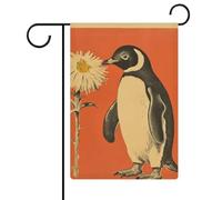 Drapeaux de jardin à fleurs et pingouins - 30,5 x 45,7 cm - Drapeau extérieur double face - Drapeau de cour d'été - Drapeau floral de bienvenue - Décorations de jardin saisonnières