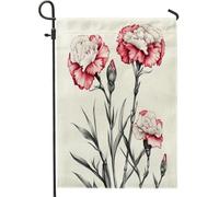 Drapeaux de jardin à œillets de printemps 30,5 x 45,7 cm double face pour décoration extérieure, simple et mignon, motif floral pour jardin, maison, drapeau botanique pour extérieur, petit drapeau de