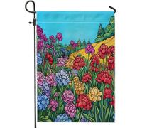 Drapeaux de jardin à œillets de printemps de 30,5 x 45,7 cm double face pour l'extérieur, motif floral coloré standard, drapeaux de pelouse, fleurs sauvages, arrière-cour, petits drapeaux de maison
