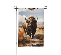 Drapeaux de jardin à impression de troupeau de bisons d'Amérique du Nord, drapeaux de jardin double face pour extérieur/intérieur, décoration de maison et de fête, 30,5 x 45,7 cm