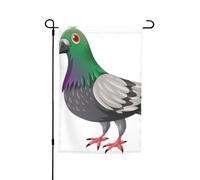Drapeaux de jardin à imprimé pigeon de dessin animé 30,5 x 45,7 cm double face, décoration saisonnière pour la maison, l'extérieur, les vacances, toutes les saisons