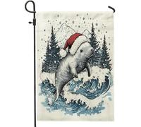 Drapeaux de jardin à l'aquarelle de Noël - 30,5 x 45,7 cm - Pour extérieur, océan, mer, Noël, Noël, vie marine - Pour les vacances, la cour, le jardin, la pelouse, la décoration extérieure