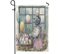 Drapeaux de jardin à motif chat bleu russe pour printemps, Pâques, 30,5 x 45,7 cm, double face pour extérieur, chaton de campagne victorien, drapeau vertical standard en toile pour maison, ferme, cour