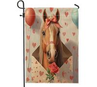 Drapeaux de jardin à motif cheval de Saint-Valentin 30,5 x 45,7 cm double face pour extérieur, lettres d'amour, amant des animaux, drapeaux d'extérieur en toile standard, amant, vacances, devant cour